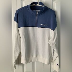 Champion Athletic Blue and White Block Color Zip Up Sweatshirt